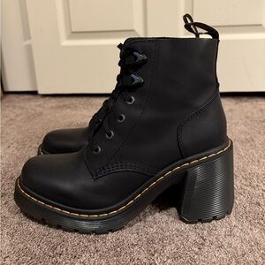 Dr. Martens JESY SENDAL LEATHER LACE UP FLARED HEEL BOOTS